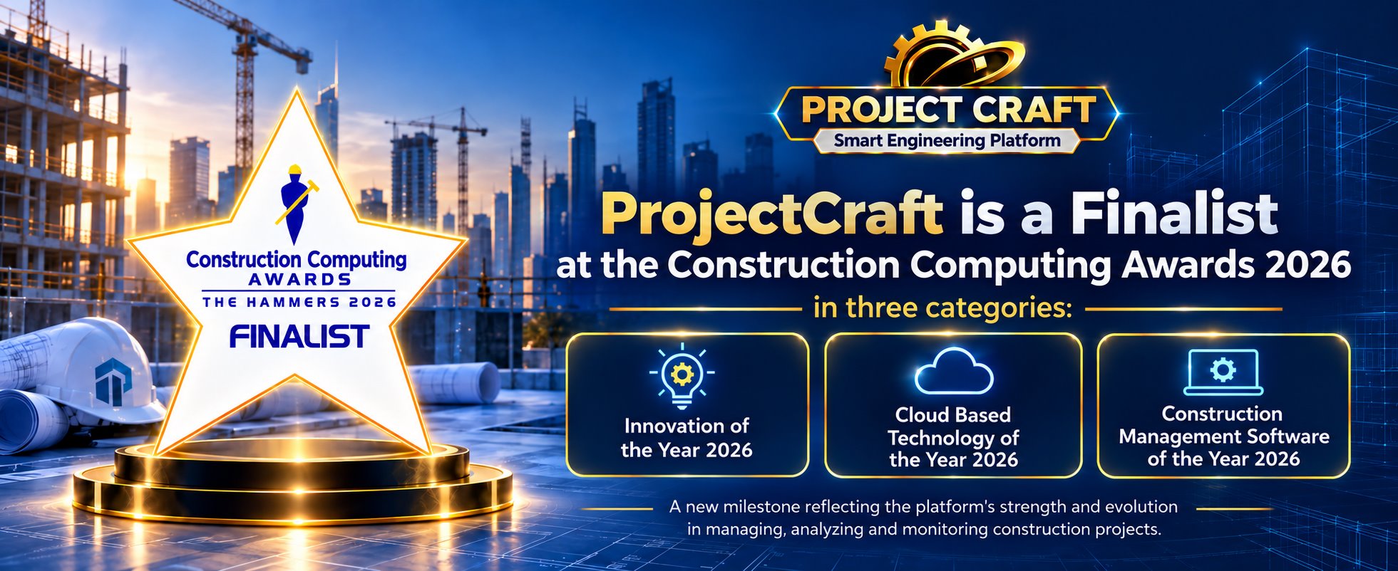 ProjectCraft is a Construction Computing Awards 2026 finalist in three categories